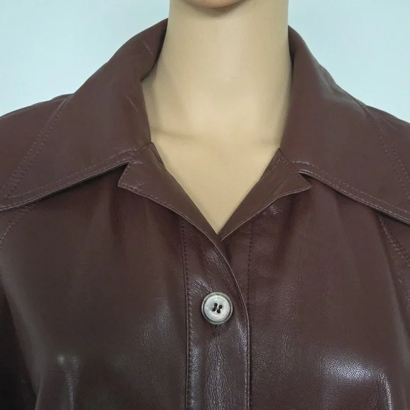 Nanushka Deep Brown Vegan Leather Mini Long Sleeves Dress Small - Picture 3 of 8